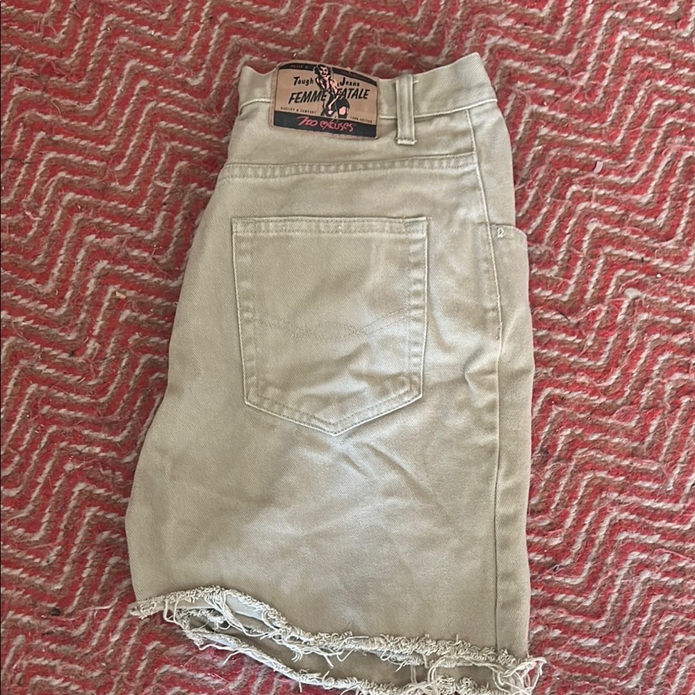 Femme Fatale Beige Denim Shorts